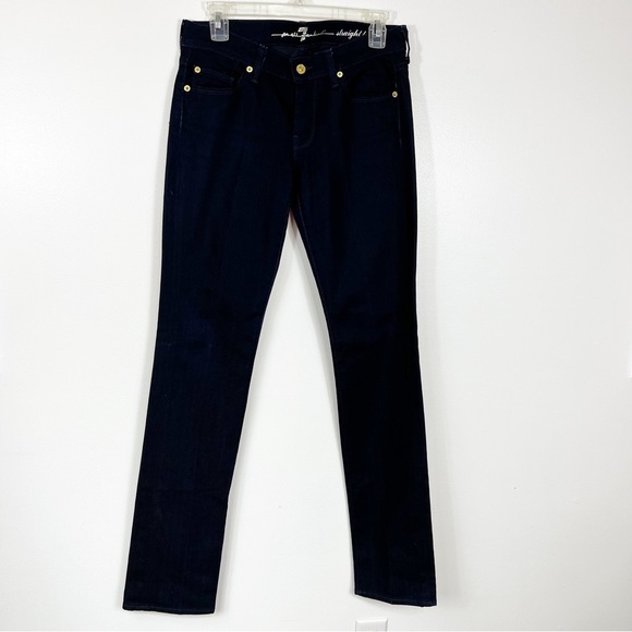 7FAM 7 For All Mankind Straight Leg Denim Blue Jeans Size 27 - Picture 1 of 13
